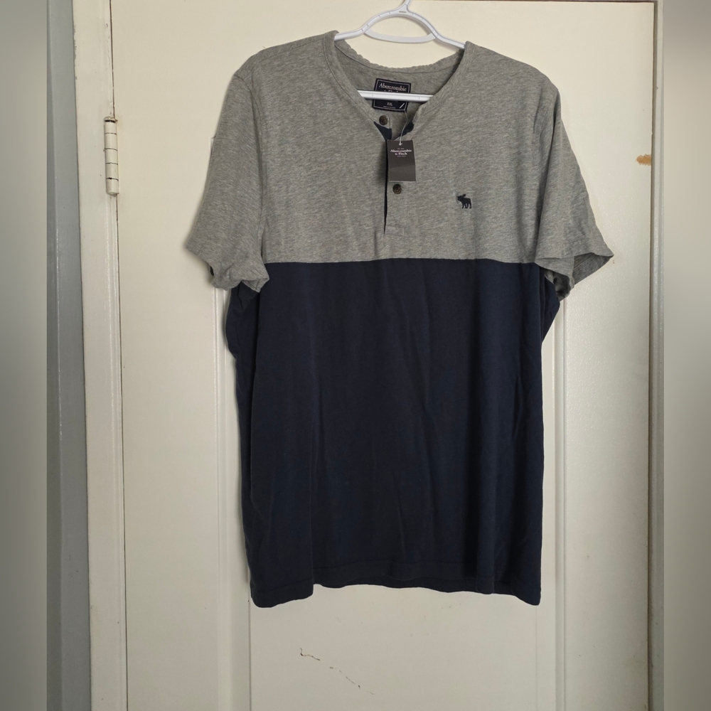 Men's Abercrombie & Fitch Size XXL T-shirt Vintage NWT Color Block Henley